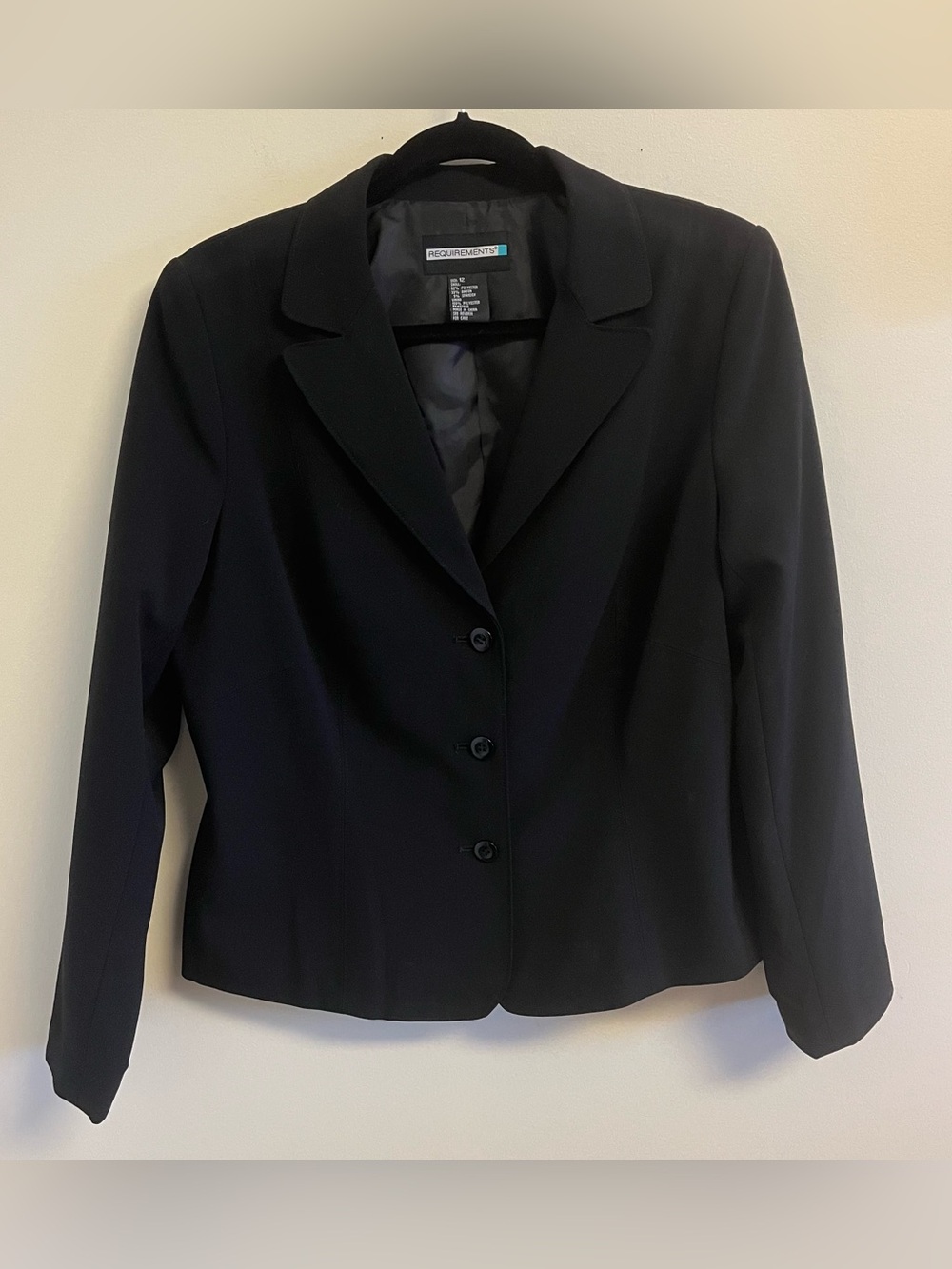 Womens Blazer Career Office Black 3 Button Lined Jacket 12 Requirements